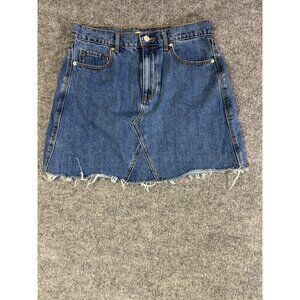 Old Navy Womens Distressed Denim Mini Skirt Size 8 Frayed Hem Blue